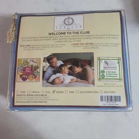 LuxClub 6 PC Sheet Set Bamboo Sheets Deep Pockets 18" Eco Friendly Wrinkle Free - Picture 2 of 2